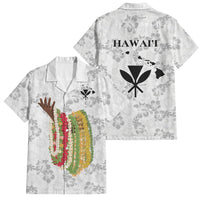 Hawaii Lei Kamehameha Family Matching Short Sleeve Bodycon Dress and Hawaiian Shirt Ke'oke'o Seamless Pattern Hibiscus Flower LT9 Dad's Shirt - Short Sleeve White - Polynesian Pride