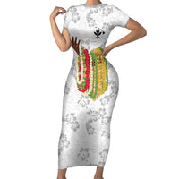 Hawaii Lei Kamehameha Family Matching Short Sleeve Bodycon Dress and Hawaiian Shirt Ke'oke'o Seamless Pattern Hibiscus Flower