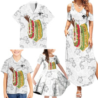 Hawaii Lei Kamehameha Family Matching Summer Maxi Dress and Hawaiian Shirt Ke'oke'o Seamless Pattern Hibiscus Flower