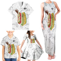 Hawaii Lei Kamehameha Family Matching Tank Maxi Dress and Hawaiian Shirt Ke'oke'o Seamless Pattern Hibiscus Flower