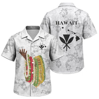 Hawaii Lei Kamehameha Family Matching Tank Maxi Dress and Hawaiian Shirt Ke'oke'o Seamless Pattern Hibiscus Flower LT9 Son's Shirt White - Polynesian Pride