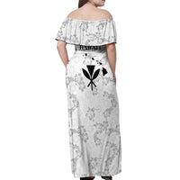 Hawaii Lei Kamehameha Off Shoulder Maxi Dress Ke'oke'o Seamless Pattern Hibiscus Flower LT9 - Polynesian Pride