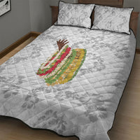 Hawaii Lei Kamehameha Quilt Bed Set Ke'oke'o Seamless Pattern Hibiscus Flower