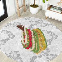 Hawaii Lei Kamehameha Round Carpet Ke'oke'o Seamless Pattern Hibiscus Flower