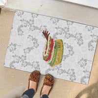 Hawaii Lei Kamehameha Rubber Doormat Ke'oke'o Seamless Pattern Hibiscus Flower