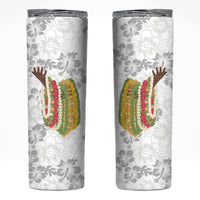 Hawaii Lei Kamehameha Skinny Tumbler Ke'oke'o Seamless Pattern Hibiscus Flower