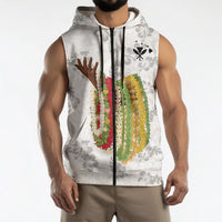 Hawaii Lei Kamehameha Sleeveless Zip Hoodie Ke'oke'o Seamless Pattern Hibiscus Flower