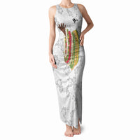 Hawaii Lei Kamehameha Tank Maxi Dress Ke'oke'o Seamless Pattern Hibiscus Flower LT9 Women White - Polynesian Pride