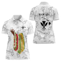 Hawaii Lei Kamehameha Women Polo Shirt Ke'oke'o Seamless Pattern Hibiscus Flower