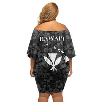 Hawaii Lei Kamehameha Family Matching Off Shoulder Short Dress and Hawaiian Shirt Ele'ele Seamless Pattern Hibiscus Flower