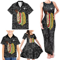 Hawaii Lei Kamehameha Family Matching Tank Maxi Dress and Hawaiian Shirt Ele'ele Seamless Pattern Hibiscus Flower