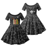 Hawaii Lei Kamehameha Family Matching Tank Maxi Dress and Hawaiian Shirt Ele'ele Seamless Pattern Hibiscus Flower LT9 Daughter's Dress Black - Polynesian Pride