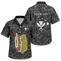 Hawaii Lei Kamehameha Family Matching Tank Maxi Dress and Hawaiian Shirt Ele'ele Seamless Pattern Hibiscus Flower LT9 Son's Shirt Black - Polynesian Pride