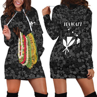 Hawaii Lei Kamehameha Hoodie Dress Ele'ele Seamless Pattern Hibiscus Flower