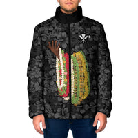 Hawaii Lei Kamehameha Padded Jacket Ele'ele Seamless Pattern Hibiscus Flower