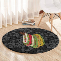 Hawaii Lei Kamehameha Round Carpet Ele'ele Seamless Pattern Hibiscus Flower