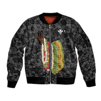 Hawaii Lei Kamehameha Sleeve Zip Bomber Jacket Ele'ele Seamless Pattern Hibiscus Flower
