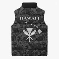 Hawaii Lei Kamehameha Sleeveless Puffer Jacket Ele'ele Seamless Pattern Hibiscus Flower