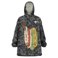 Hawaii Lei Kamehameha Wearable Blanket Hoodie Ele'ele Seamless Pattern Hibiscus Flower