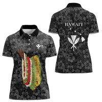 Hawaii Lei Kamehameha Women Polo Shirt Ele'ele Seamless Pattern Hibiscus Flower
