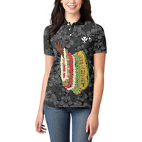 Hawaii Lei Kamehameha Women Polo Shirt Ele'ele Seamless Pattern Hibiscus Flower