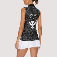 Hawaii Lei Kamehameha Women Sleeveless Polo Shirt Ele'ele Seamless Pattern Hibiscus Flower