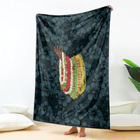 Hawaii Lei Kamehameha Blanket Uliuli Seamless Pattern Hibiscus Flower
