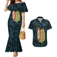 Hawaii Lei Kamehameha Couples Matching Mermaid Dress and Hawaiian Shirt Uliuli Seamless Pattern Hibiscus Flower