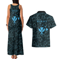 Hawaii Lei Kamehameha Couples Matching Tank Maxi Dress and Hawaiian Shirt Uliuli Seamless Pattern Hibiscus Flower