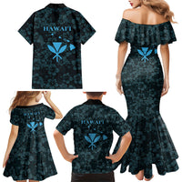 Hawaii Lei Kamehameha Family Matching Mermaid Dress and Hawaiian Shirt Uliuli Seamless Pattern Hibiscus Flower