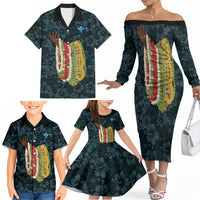 Hawaii Lei Kamehameha Family Matching Off The Shoulder Long Sleeve Dress and Hawaiian Shirt Uliuli Seamless Pattern Hibiscus Flower LT9 - Polynesian Pride