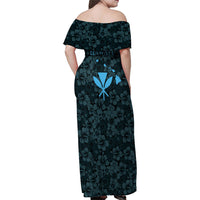 Hawaii Lei Kamehameha Family Matching Off Shoulder Maxi Dress and Hawaiian Shirt Uliuli Seamless Pattern Hibiscus Flower
