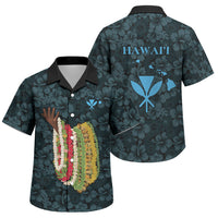 Hawaii Lei Kamehameha Family Matching Short Sleeve Bodycon Dress and Hawaiian Shirt Uliuli Seamless Pattern Hibiscus Flower LT9 Son's Shirt Blue - Polynesian Pride