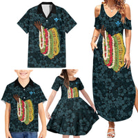 Hawaii Lei Kamehameha Family Matching Summer Maxi Dress and Hawaiian Shirt Uliuli Seamless Pattern Hibiscus Flower