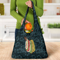 Hawaii Lei Kamehameha Grocery Bag Uliuli Seamless Pattern Hibiscus Flower