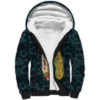 Hawaii Lei Kamehameha Sherpa Hoodie Uliuli Seamless Pattern Hibiscus Flower