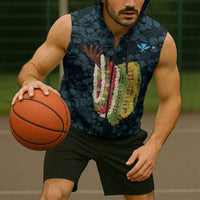 Hawaii Lei Kamehameha Sleeveless Zip Hoodie Uliuli Seamless Pattern Hibiscus Flower