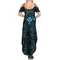 Hawaii Lei Kamehameha Summer Maxi Dress Uliuli Seamless Pattern Hibiscus Flower