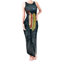 Hawaii Lei Kamehameha Tank Maxi Dress Uliuli Seamless Pattern Hibiscus Flower