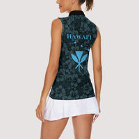 Hawaii Lei Kamehameha Women Sleeveless Polo Shirt Uliuli Seamless Pattern Hibiscus Flower