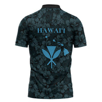 Hawaii Lei Kamehameha Zipper Polo Shirt Uliuli Seamless Pattern Hibiscus Flower