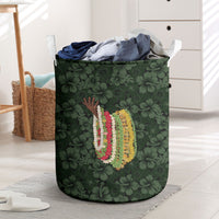 Hawaii Lei Kamehameha Laundry Basket Oma'oma'o Seamless Pattern Hibiscus Flower