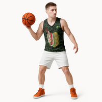Hawaii Lei Kamehameha Basketball Jersey Oma'oma'o Seamless Pattern Hibiscus Flower