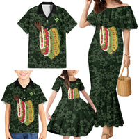 Hawaii Lei Kamehameha Family Matching Mermaid Dress and Hawaiian Shirt Oma'oma'o Seamless Pattern Hibiscus Flower