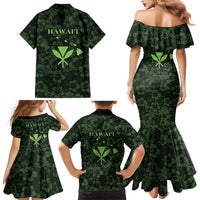 Hawaii Lei Kamehameha Family Matching Mermaid Dress and Hawaiian Shirt Oma'oma'o Seamless Pattern Hibiscus Flower