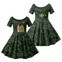 Hawaii Lei Kamehameha Family Matching Tank Maxi Dress and Hawaiian Shirt Oma'oma'o Seamless Pattern Hibiscus Flower LT9 Daughter's Dress Green - Polynesian Pride