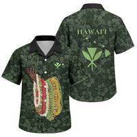 Hawaii Lei Kamehameha Family Matching Tank Maxi Dress and Hawaiian Shirt Oma'oma'o Seamless Pattern Hibiscus Flower LT9 Son's Shirt Green - Polynesian Pride