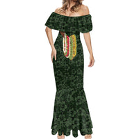 Hawaii Lei Kamehameha Mermaid Dress Oma'oma'o Seamless Pattern Hibiscus Flower