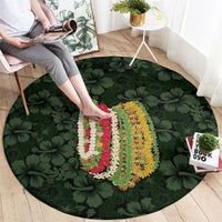 Hawaii Lei Kamehameha Round Carpet Oma'oma'o Seamless Pattern Hibiscus Flower