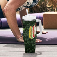 Hawaii Lei Kamehameha Tumbler With Handle Oma'oma'o Seamless Pattern Hibiscus Flower